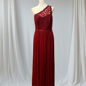 Elegant Burgundy One-Shoulder Lace Dress